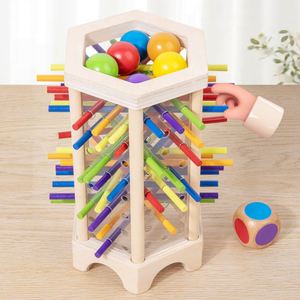 Jeu de société éducatif de comptage personnalisé avec des bâtonnets en bois colorés, des dés et des balles pour les enfants de 4 à 6 ans - Entraînement à la mémoire - Product Image 1