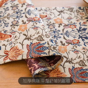 Yutaka Chemin de table rétro style campagnard américain, motif floral, en tissu mélangé de coton, pour table basse, meuble TV, lit - Product Image 4
