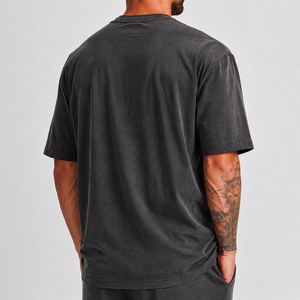 <span class=keywords><strong>Camiseta</strong></span> Deportiva Negra Personalizada al por Mayor, Lisa, Estilo Acid Wash, Holgada, <span class=keywords><strong>de</strong></span> Algodón, con Estampado Gráfico, para Hombre - Product Image 2