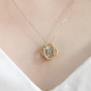 Stile di moda in oro puro 18 carati danza collana di diamanti naturali gioielleria raffinata collane da sposa in vero oro 18 carati per donna