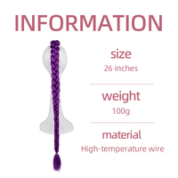 Perruque de cosplay Fujia Skpop Demon Hunters Rumi, longue queue de cheval tressée violette, extension de cheveux synthétiques résistante à la chaleur, 100g, pièce unique