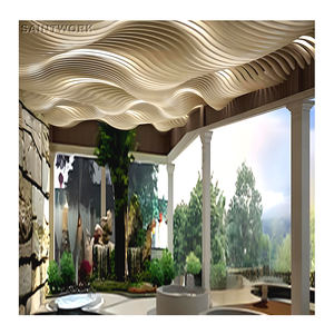 Colore del legno curvo in metallo ondulato alluminio profili del soffitto Pop <span class=keywords><strong>controsoffitto</strong></span> Design per Hall Restaurant Home office Shop - Product Image 1