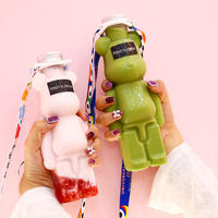 Desechable transparente oso perro Panda PET botella de plástico lindo sellado bebida fría jugo fruta Soda bebida 250ml/350ml/400ml