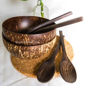 Bol en Coque de Noix de Coco Polie Fait Main Classique Écologique Léger et Durable pour Smoothies Salades Fruits Riz Ustensiles de Cuisine - Product Image 6