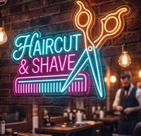 Enseignes néon LED personnalisées pour barbier, logo en acrylique, panneau mural avec télécommande, étanche IP67, garantie 2 ans pour salon de coiffure