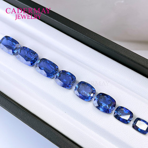 Cadermay Jewelry Synthetic Sapphire Cornflower Blue Rectangle Loose Stone For Jewelry Making - Product Image 3