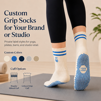 Chaussettes de Pilates en coton de haute qualité, style tube, avec logo personnalisé, antidérapantes, pour femmes, avec logo jacquard sur le dessus, pour toutes les saisons