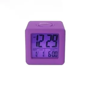 Soft Cube 7 Colors Changing Digital Alarm Clock LCD for Child