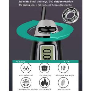 Cuerda de Saltar Ajustable de Acero para Fitness, Cuerda de Saltar Inalámbrica para Interiores y Exteriores con Contador para Hacer Ejercicio - Product Image 3