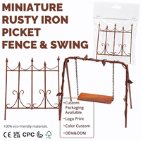 Venta al por mayor: Miniatura de casa de muñecas, set de jardín con valla de hierro oxidado, cadena de hojas de vid, borde de patio, decoración de patio de hadas, escala 1:12, fábrica OEM