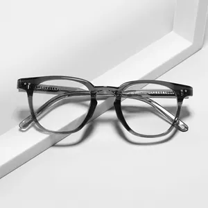 Kacamata bingkai kacamata asetat Vintage Pria Wanita kacamata bingkai optik tr90