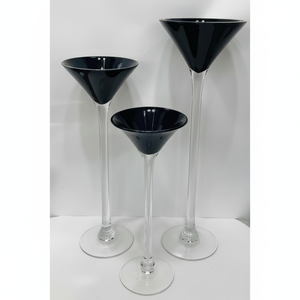 Elegante vaso di vetro trasparente nero 16x14x40cm cilindro alto Design per decorazioni per la casa festa all'ingrosso opzioni di massa disponibili - Product Image 1