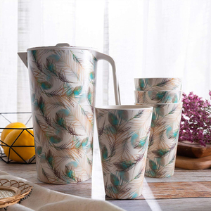 Flamingo sợi tre Bình nước nhựa bình với xử lý và nắp cho trà cà phê nước ép cốc - Product Image 4