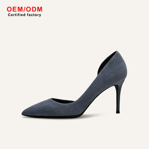 أحذية مكتب نسائية ذات كعب عالي منزلق مع شعار مخصص كعب خنجر 8-مضخات احترافية من جلد الغزال المجوف - Product Image 1