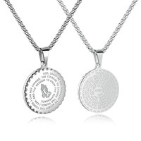 Bijoux religieux personnalisés en assiette ronde, 7 pièces, collier avec versets de la Bible gravé, amulette de prière,