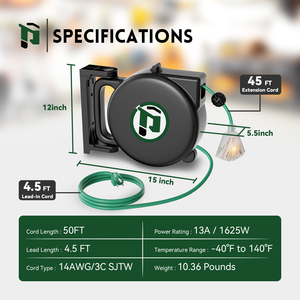 كابل تمديد بكرة تلسكوبية أوتوماتيكي 50 قدمًا مع شبك - Product Image 5