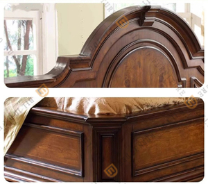 Cama de Madera Maciza Estilo Americano Antiguo para Dormitorio, Cerezo, 2m 2.2, Estilo Vintage Francés, Cama Doble A-00639, Estilo Retro - Product Image 6
