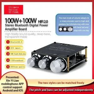 Módulo Amplificador de Potencia Digital Estéreo XY-T100L de 100W, Placa de Audio 5.0 con Preamplificador y Ajuste de Graves y Agudos - Product Image 5