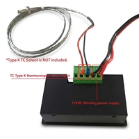 Termometer Digital Presisi 12VDC untuk Pemasangan Panel, Layar LED, Plastik, IP65, OEM, Dapat Disesuaikan, Termokopel Tipe K