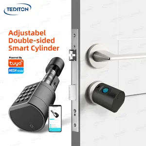 Tediton CE รับรองความปลอดภัยไฟฟ้า Tuya APP ลายนิ้วมือสมาร์ทยูโรล็อคกระบอก