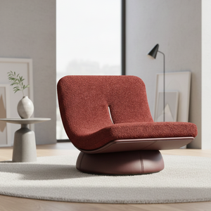 Poltrona Minimalista Italiana, Sedia Lounge Contemporanea in Tessuto, Arredamento Imbottito Girevole per Casa e Hotel - Product Image 4
