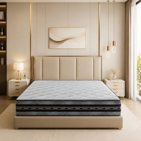 Matelas à ressorts ensachés modernes de 25 cm, compressé sous vide, avec housse en coton matelassée losanges, idéal pour chambre, hôtel, appartement