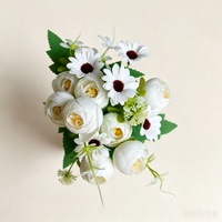 Petit bouquet de roses en tissu de soie, 5 tiges, 8 fleurs, fleurs artificielles pour la décoration de la maison, de l'hôtel, accessoires de photographie