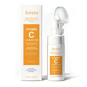 OEM ODM Mousse nettoyante à la vitamine C et aux double acides aminés, mousse nettoyante éclaircissante pour les pores profonds avec brosse en silicone 120ml - Product Image 1
