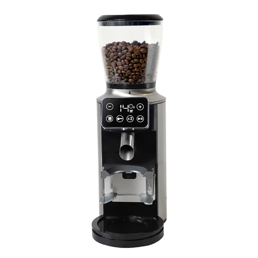 Molinillo de café eléctrico de uso doméstico, dosificador de peso operado con pantalla táctil de grado comercial