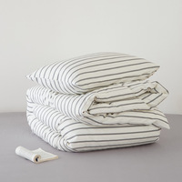 Parure de lit en coton peigné 40S, style européen, certifiée Oeko-Tex, imprimé rayé minimaliste, décoration de chambre, Cal King 183x213cm, plusieurs tailles disponibles
