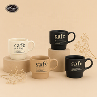 Ensemble de 4 tasses à café SWT avec support en métal noir, personnalisable, OEM, ensemble de tasses en céramique