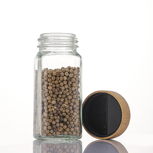 Utilitaire de cuisine personnalisé <span class=keywords><strong>mini</strong></span> pot de stockage carré 4oz conteneur d'épices assaisonnement poivre chili pot à épices en verre avec couvercle <span class=keywords><strong>shaker</strong></span> - Product Image 2