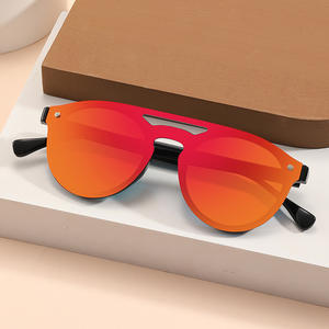 Gafas de Sol Redondas de Doble Puente Estilo Europeo Americano, Protección UV400, Lentes de PC, Moda Femenina, Viajes, Conducción - Product Image 5