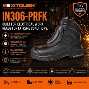 <span class=keywords><strong>Scarpe</strong></span> di Sicurezza Dielettriche MaxiTough 18KV in Pelle di Prima Qualità con Punta in Fibra di Vetro, Protezione Antiperforazione in Kevlar, Resistenti al Calore, Stivali <span class=keywords><strong>da</strong></span> <span class=keywords><strong>Lavoro</strong></span> a Taglio Medio - Product Image 1