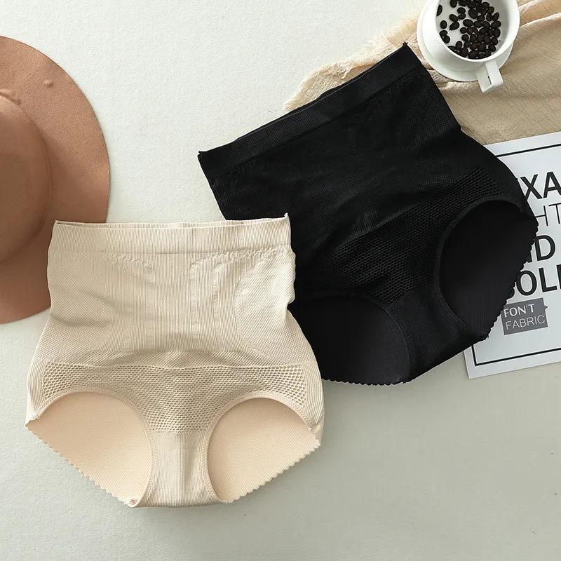 Senza soluzione di continuità A Vita Alta Imbottito Butt Lifter Dimagrisce Pianura Nylon Spandex Controllo Panty Shapers Plasmare Controllo Breve per la Femmina