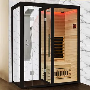 Sauna infrarouge de qualité supérieure pour 2 personnes Douche à vapeur personnelle Sauna Cabine de douche combinée avec sauna ou vapeur