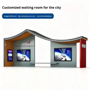 Fesi 2017, refugios de espera de autobuses urbanos modernos, techos de tejas, estaciones de autobuses inteligentes, cajas de luz publicitarias de acero inoxidable - Product Image 4