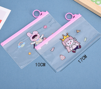 B2 dessin animé sac à fermeture éclair mignon fille stylo sac étudiant papeterie Simple PVC étanche transparent crayon ziplock sac