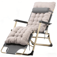 Chaise de plage zéro gravité pliable, chaise longue inclinable réglable avec coussin épais, chaise de plage d'extérieur à structure métallique robuste