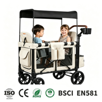 Poussette double pour bébés jumeaux en acier à haute teneur en carbone, avec fonction push-pull bidirectionnelle, inclinable et transformable en lit de camping, Guangdong Double Span