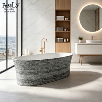 Baignoire autoportante ovale de luxe abordable, style designer, aspect travertin, pour adultes, idéale pour la maison, les maisons d'hôtes et les hôtels