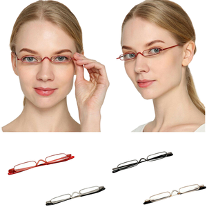 Slim <strong>Mini</strong> Pocket <strong>Reading</strong> <strong>Glasses</strong> with Case Spring Hinges Metal Frame for Mens/Womens 1.0 1.5 2.0 2.5 3.0 4.0 <strong>Reading</strong> Power - Product Image 1