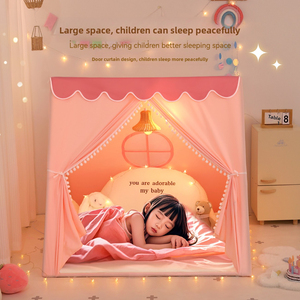 เต็นท์ปราสาทเจ้าหญิงสำหรับเด็กเล่นในร่ม สำหรับเด็กผู้หญิงและเด็กเล็ก มีหน้าต่าง พกพาสะดวก ทำจากโพลีเอสเตอร์ บ้านของเล่นขนาดเล็ก - Product Image 2