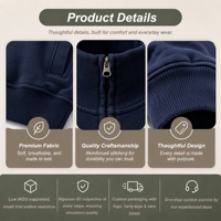 Blouson unisexe personnalisé ODM en gros, col montant zippé, bleu marine, coupe oversize, décontracté, en polaire coupe-vent, pour l'automne, avec frais supplémentaires pour le lavage.