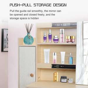 Ensemble de <span class=keywords><strong>coiffeuse</strong></span> moderne <span class=keywords><strong>en</strong></span> <span class=keywords><strong>bois</strong></span> avec miroir coulissant et plusieurs armoires de rangement pour la chambre à coucher ou le salon d'hôtel - Product Image 5