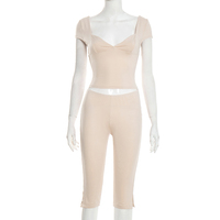 Viviblook C26ST002 Nouvel ensemble d'été pour femme : T-shirt à manches courtes et pantalon court décontracté deux pièces