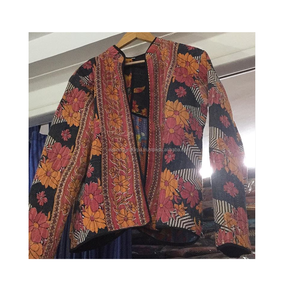Imprimé Tissé À La Main Veste Kantha Vintage Veste Indigo Veste Réversible - Product Image 1