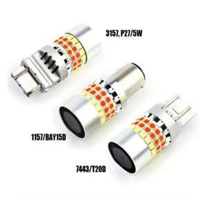 Bombilla LED Canbus T25 3157 1157 7443 de Doble Color <span class=keywords><strong>Blanco</strong></span> Ámbar T20 S25 3157 T20 7443 1157 BAY15D, Luz de Giro Intermitente DRL - Product Image 2