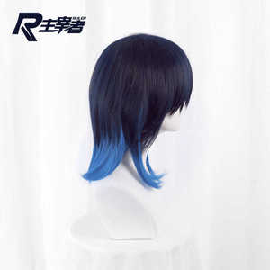 Peluca de cosplay de Ruler Inosuke Hashibira, pelo corto azul, flequillo de fibra resistente al calor, elegante y moldeadora del rostro - Product Image 4