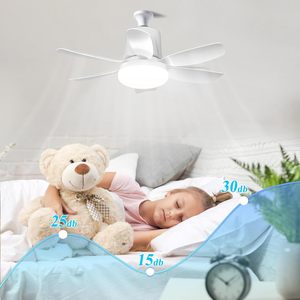Ventilateur de plafond LED moderne avec télécommande, éclairage intelligent pour maison connectée, ampoule E27 silencieuse à tête mobile, rotation à 360° - Product Image 4